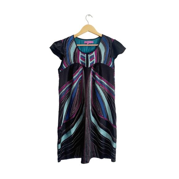 Christiane Celle Calypso 100% Silk Embroidered & Beaded Mini Dress Size Small - Picture 1 of 6